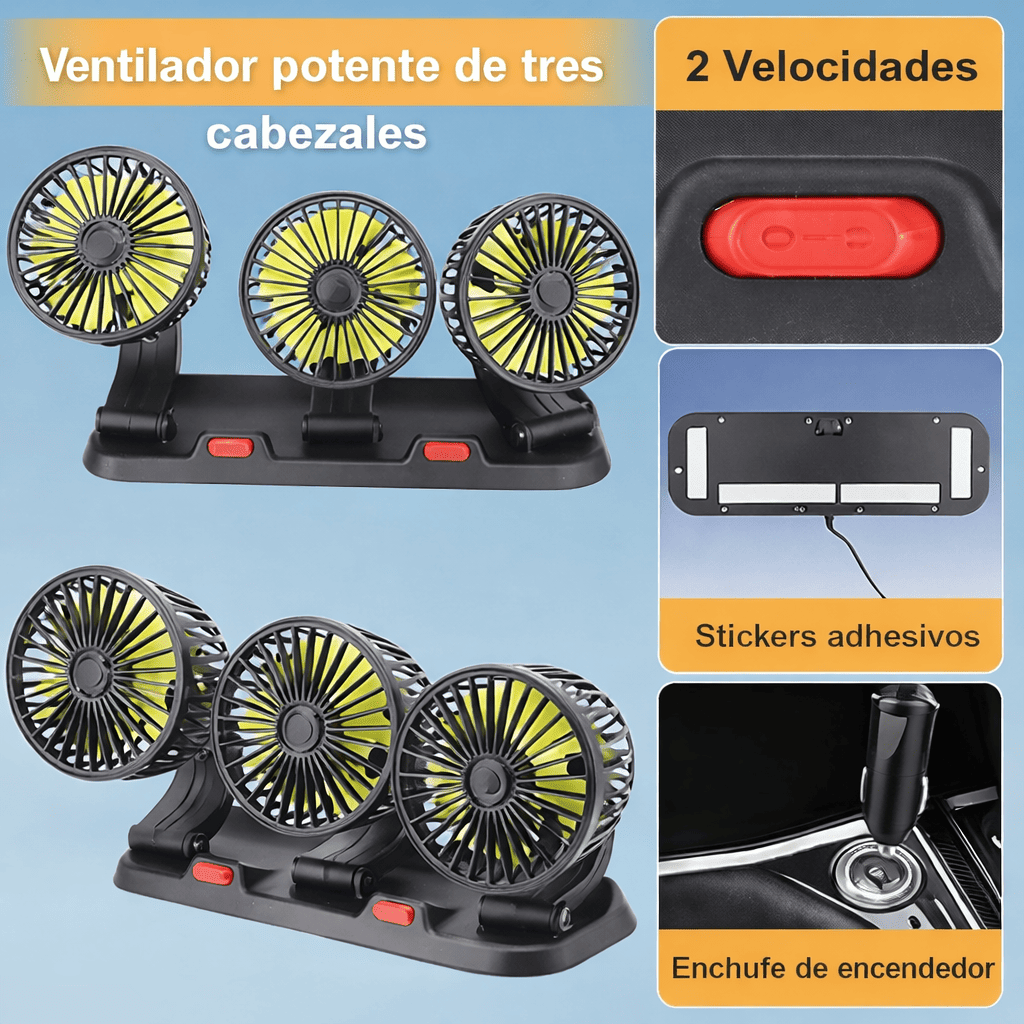 VENTILADOR TRIPLE 360º PRO® Para Auto Breeze